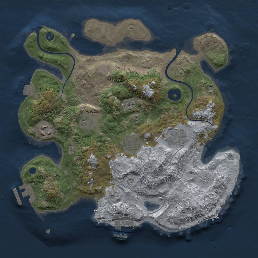 Rust Map: Procedural Map, Size: 3000, Seed: 358890221, 11 Monuments