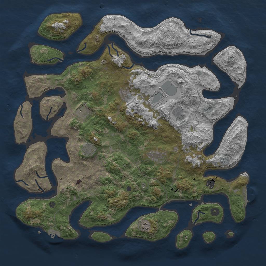 Rust Map: Procedural Map, Size: 4590, Seed: 1234567890, 20 Monuments