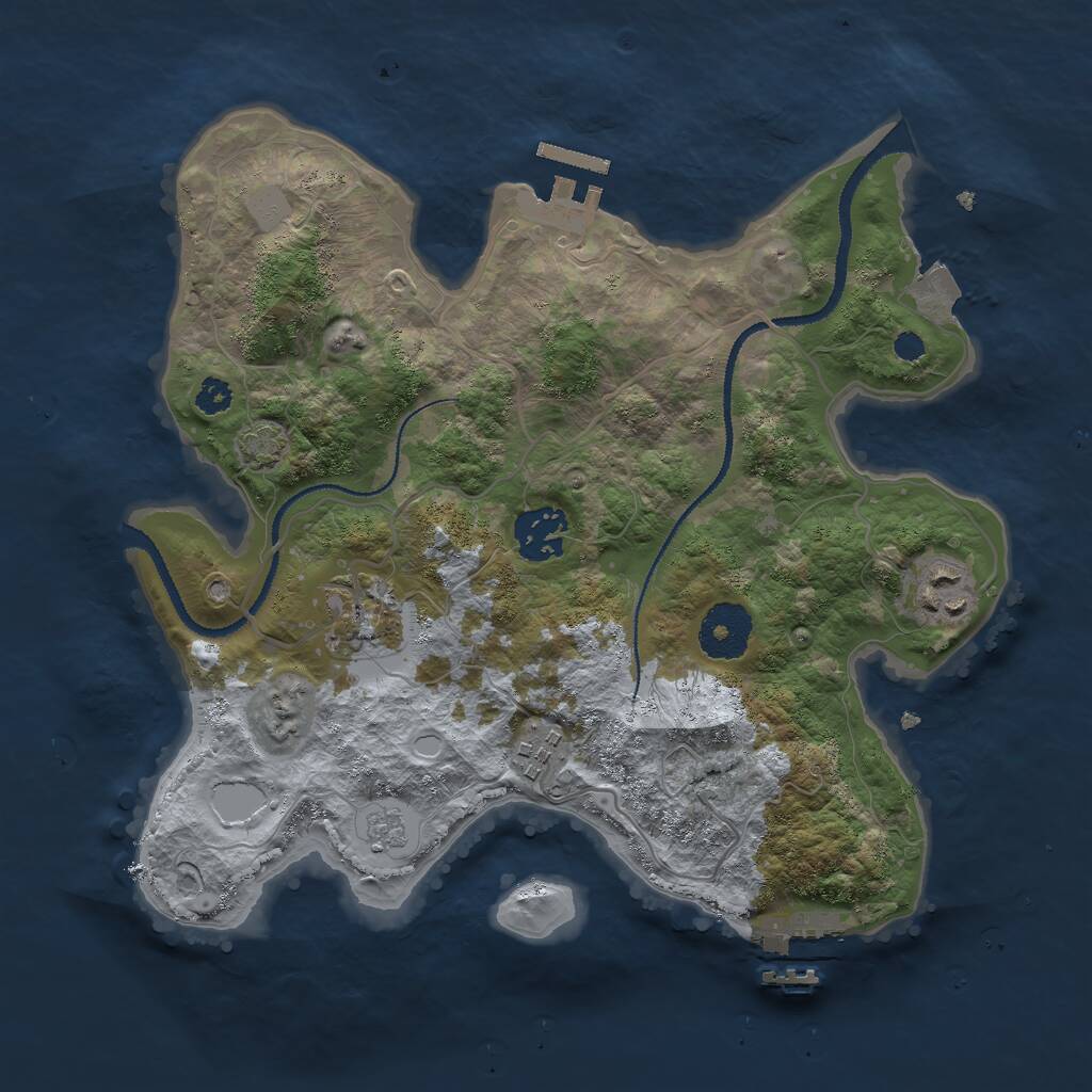 Rust Map: Procedural Map, Size: 3000, Seed: 641195140, 9 Monuments