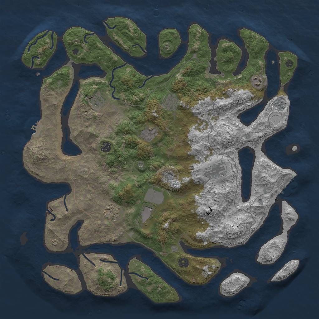 Rust Map: Procedural Map, Size: 4500, Seed: 1736459936, 20 Monuments