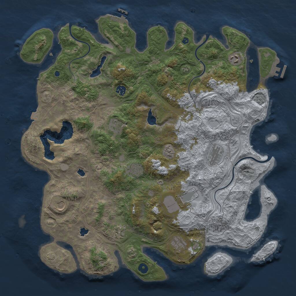 Rust Map: Procedural Map, Size: 4500, Seed: 1736459936, 16 Monuments