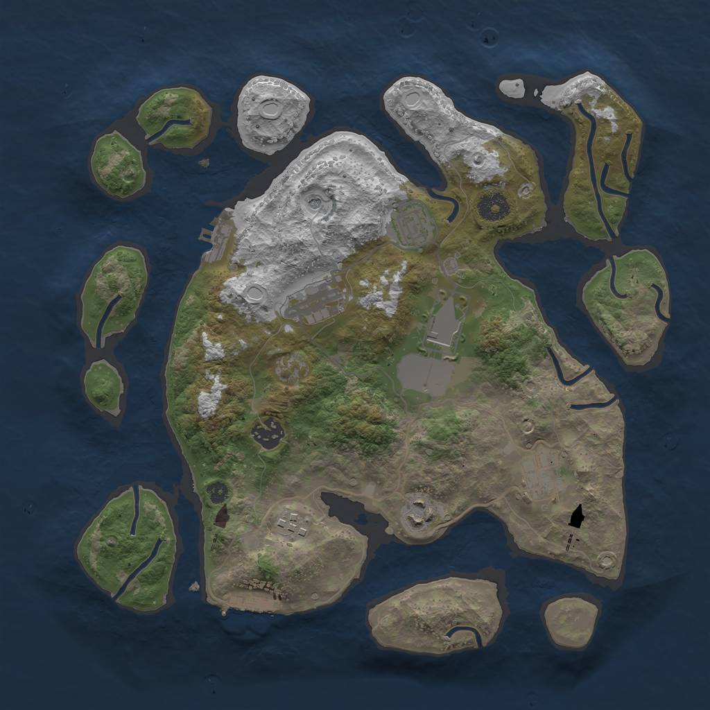 Rust Map: Procedural Map, Size: 3500, Seed: 87233, 18 Monuments