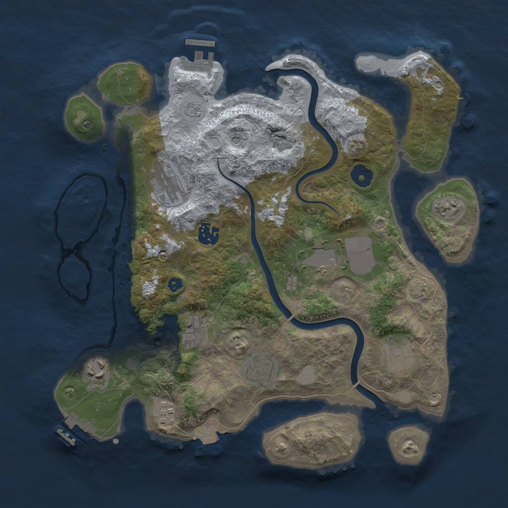 Rust Map: Procedural Map, Size: 3500, Seed: 87233, 14 Monuments