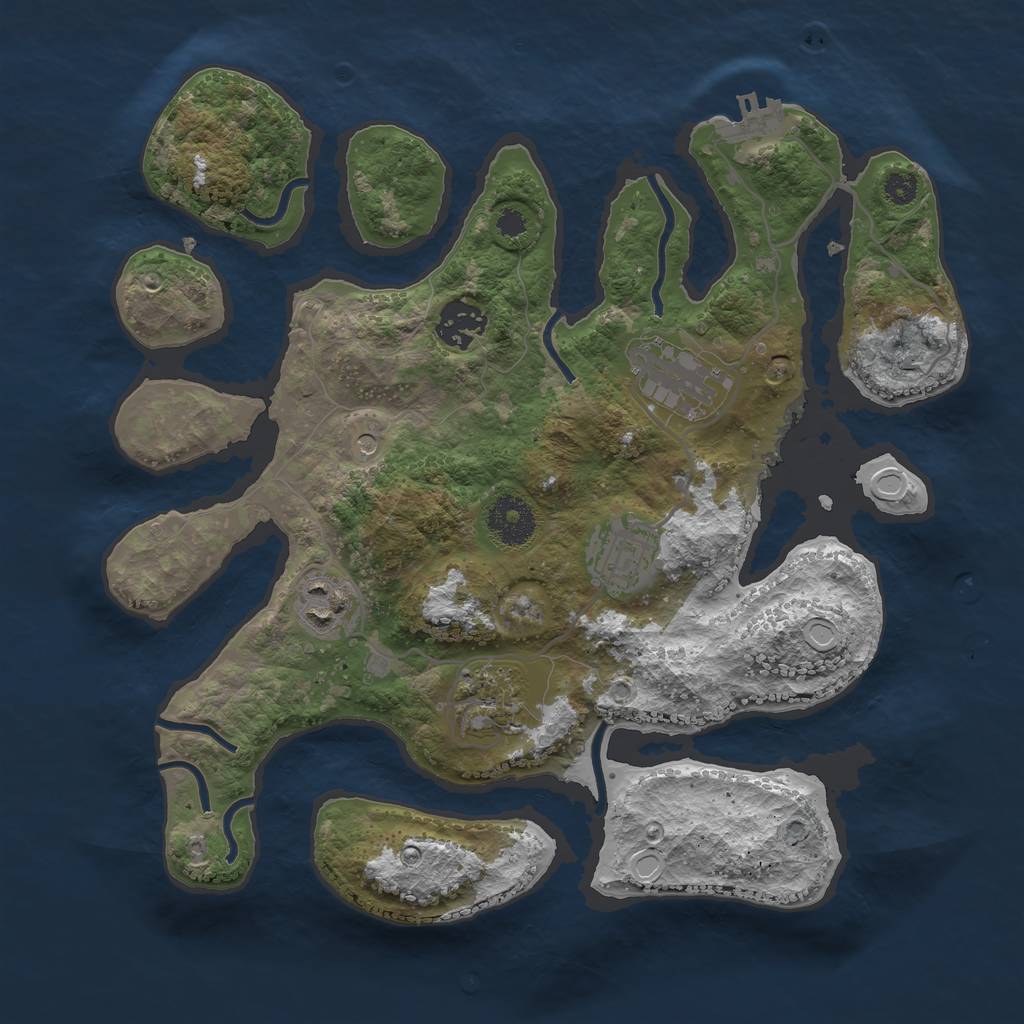 Rust Map: Procedural Map, Size: 3200, Seed: 2130598635, 15 Monuments