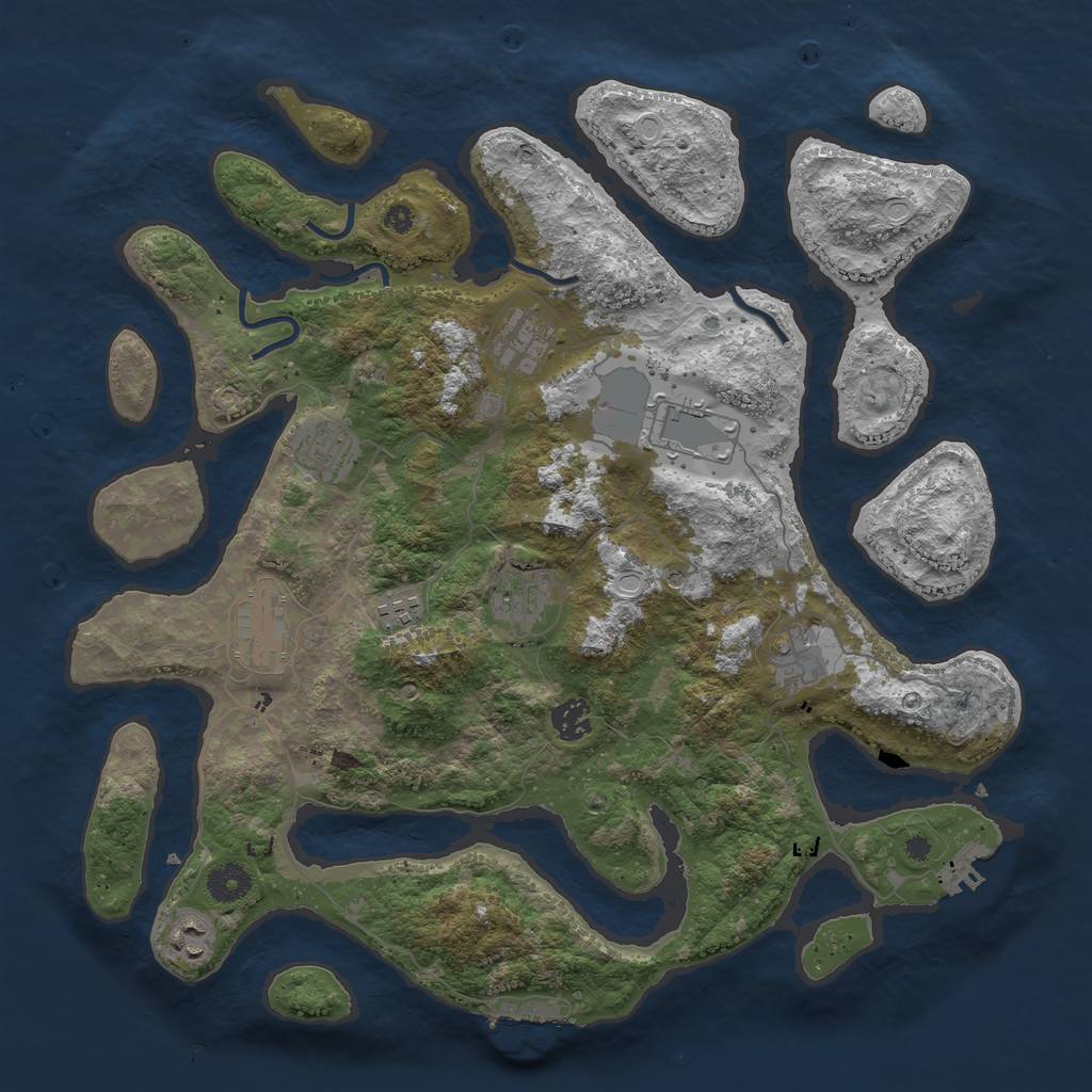 Rust Map: Procedural Map, Size: 3950, Seed: 211835737, 20 Monuments