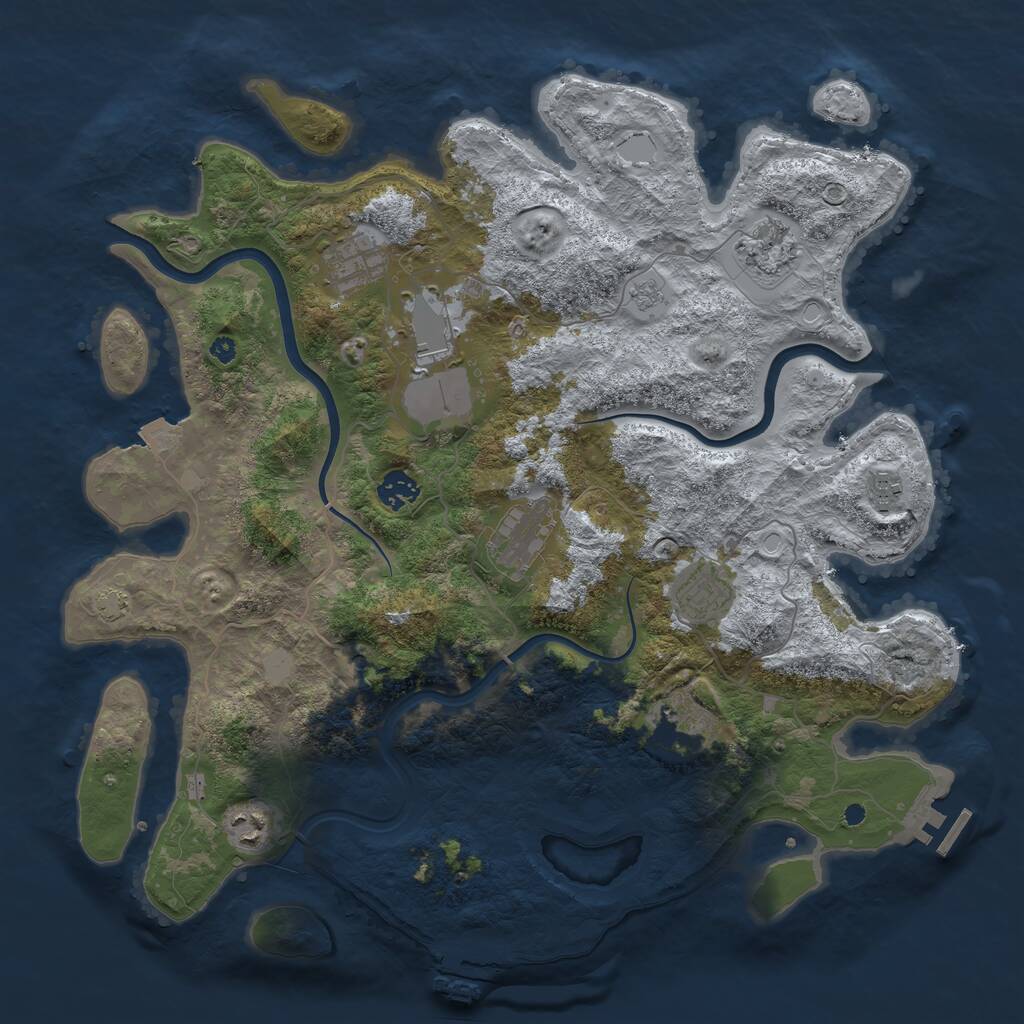 Rust Map: Procedural Map, Size: 3950, Seed: 211835737, 15 Monuments