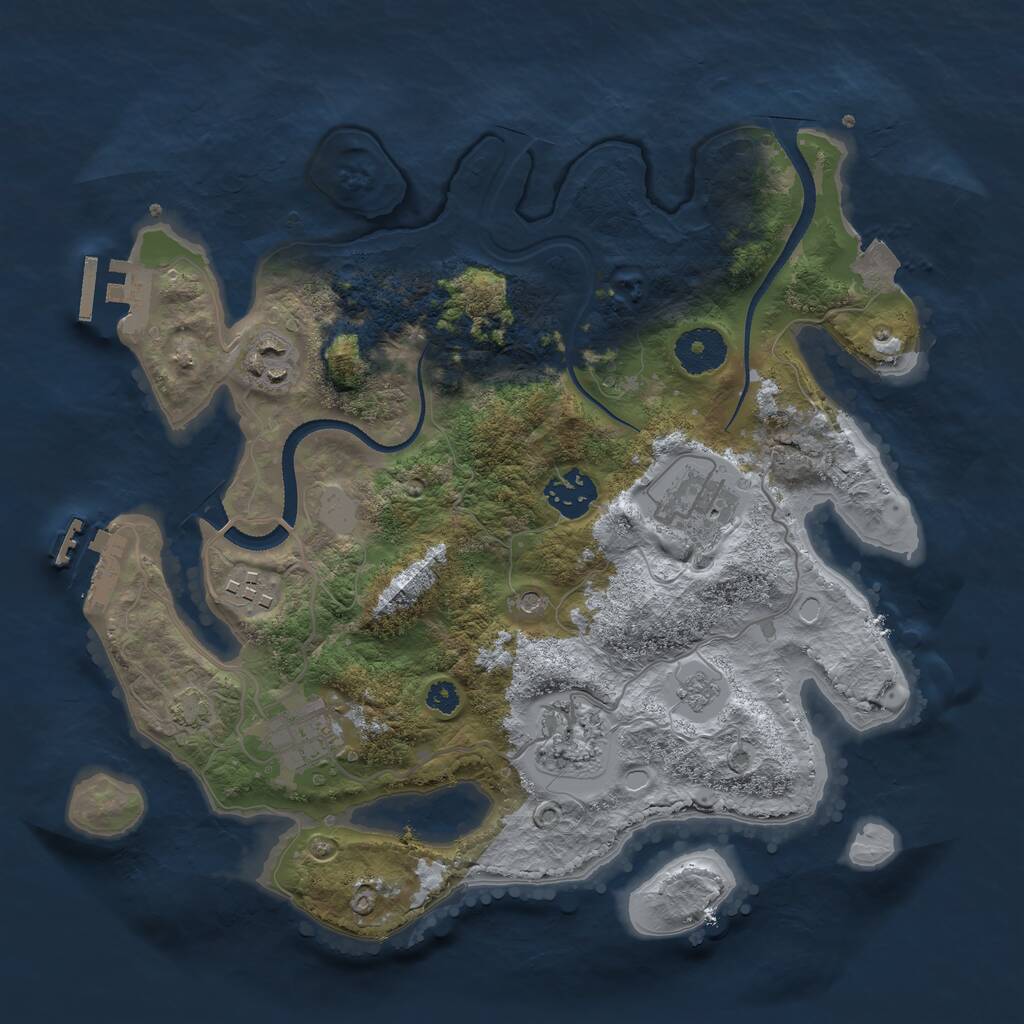 Rust Map: Procedural Map, Size: 3200, Seed: 8515155, 12 Monuments