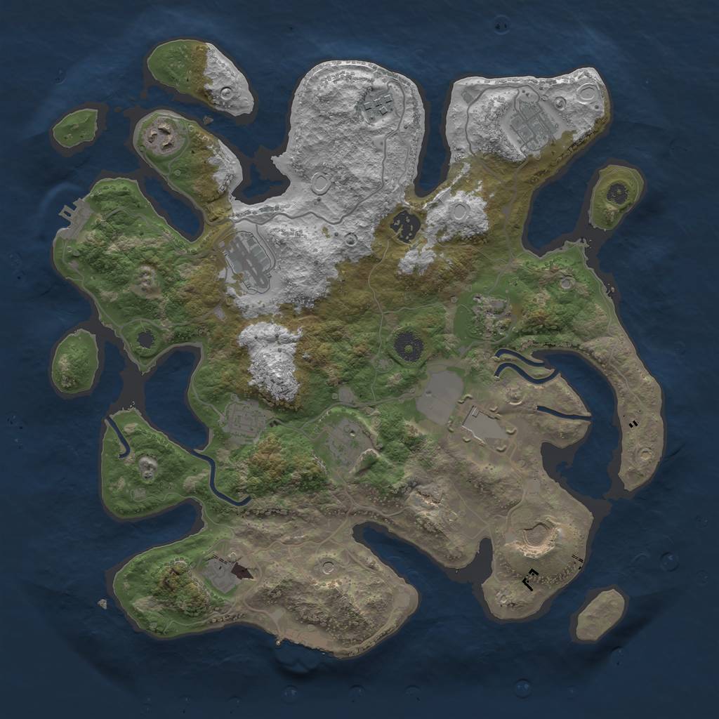 Rust Map: Procedural Map, Size: 3700, Seed: 542021403, 22 Monuments