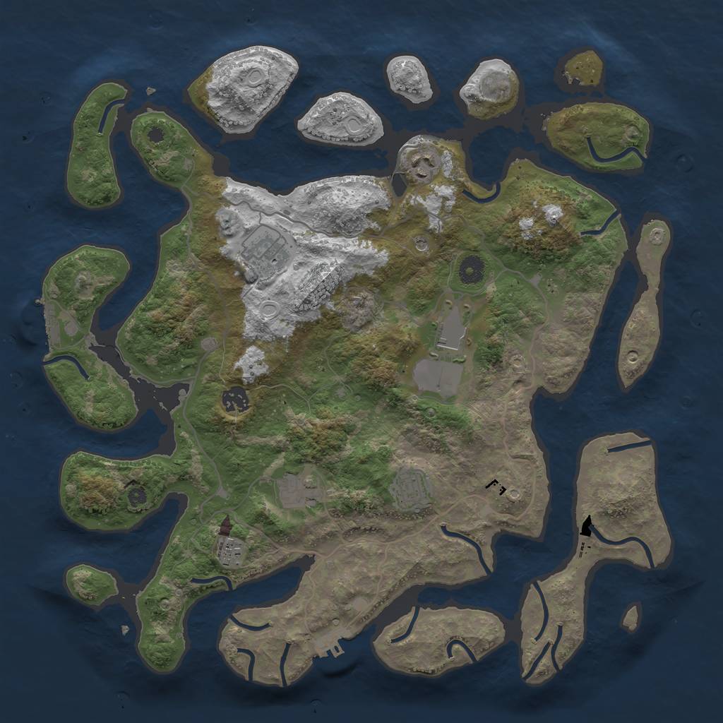 Rust Map: Procedural Map, Size: 4000, Seed: 751697, 18 Monuments