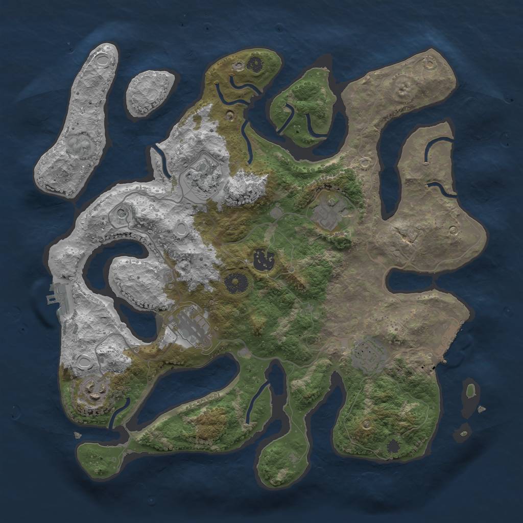 Rust Map: Procedural Map, Size: 3500, Seed: 649070, 17 Monuments