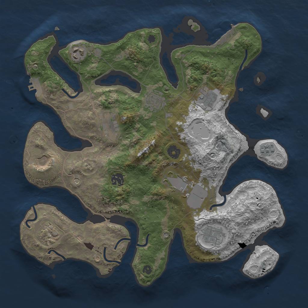 Rust Map: Procedural Map, Size: 3500, Seed: 842628, 21 Monuments