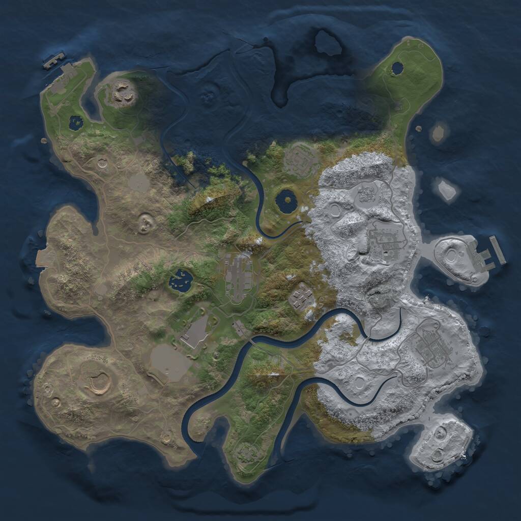 Rust Map: Procedural Map, Size: 3500, Seed: 842628, 15 Monuments