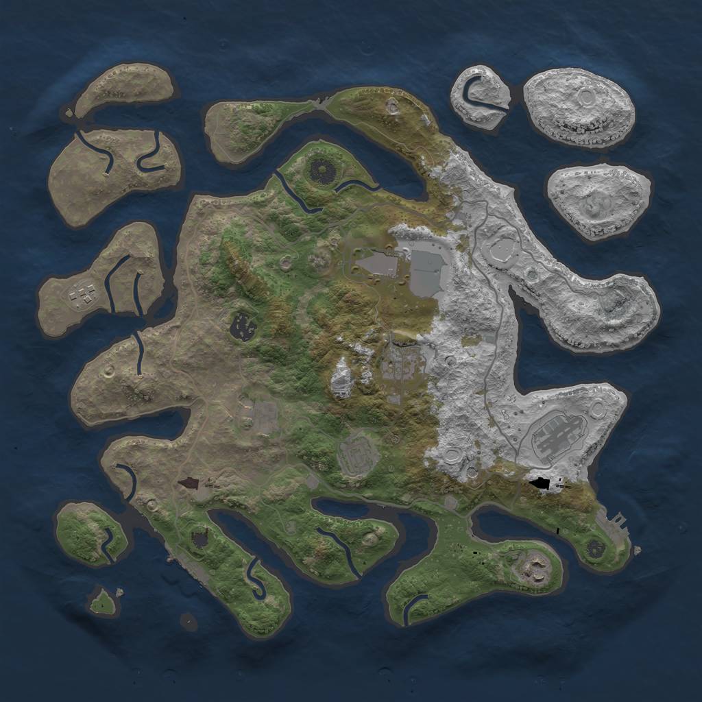 Rust Map: Procedural Map, Size: 4000, Seed: 524543, 19 Monuments