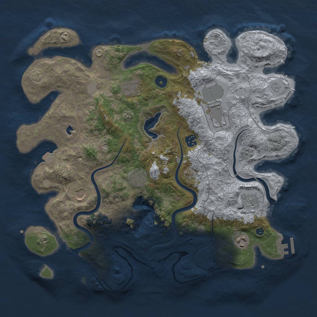 Rust Map: Procedural Map, Size: 4000, Seed: 524543, 14 Monuments
