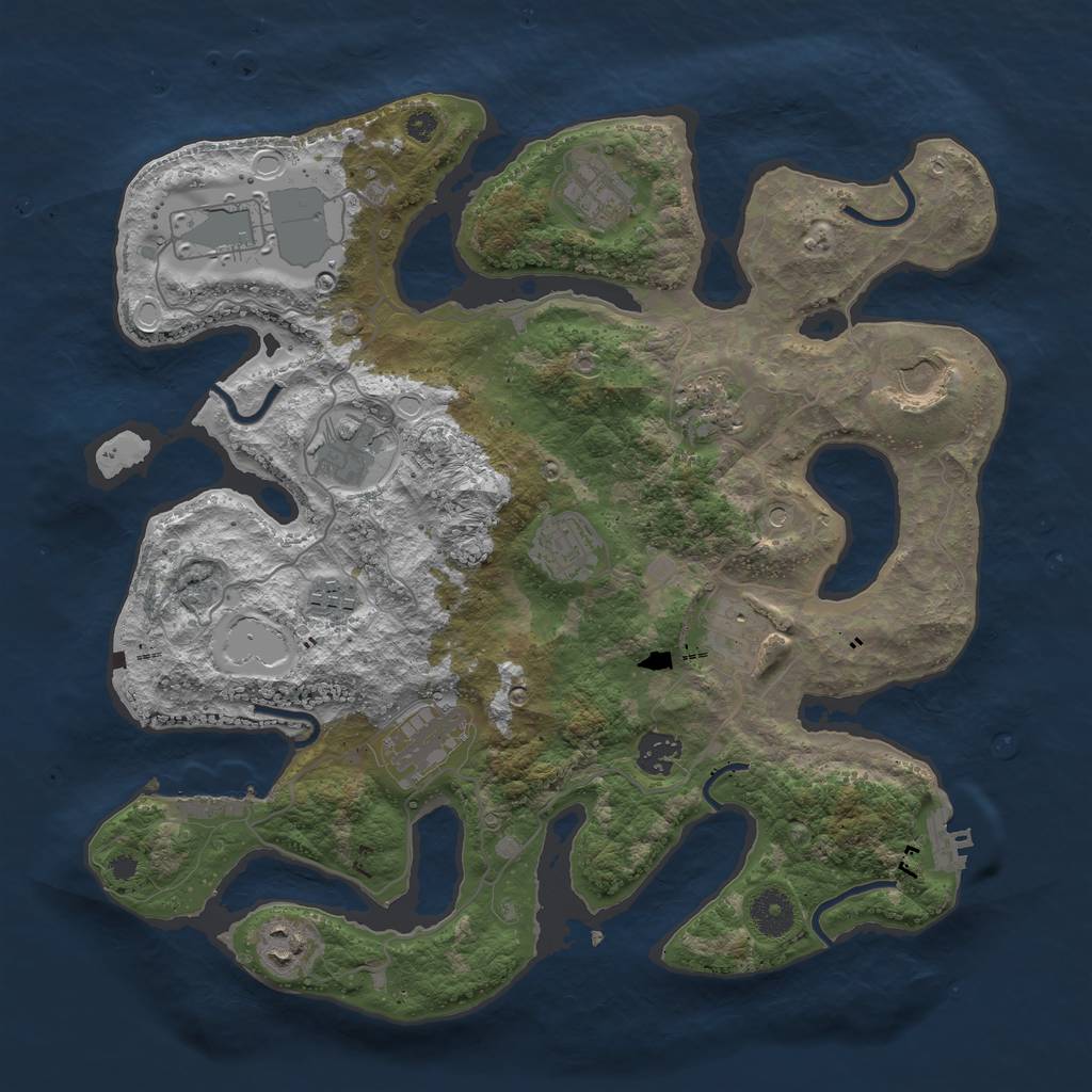 Rust Map: Procedural Map, Size: 3700, Seed: 1825797103, 22 Monuments