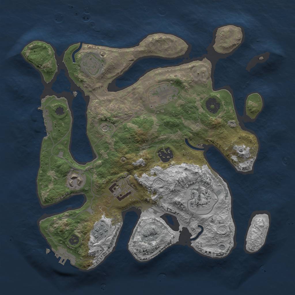 Rust Map: Procedural Map, Size: 3000, Seed: 1382153624, 18 Monuments