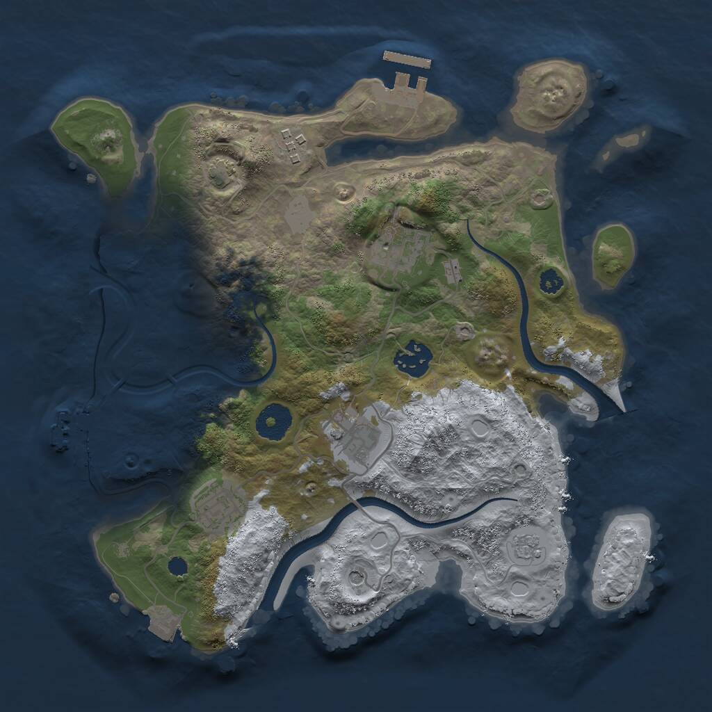 Rust Map: Procedural Map, Size: 3000, Seed: 1382153624, 11 Monuments
