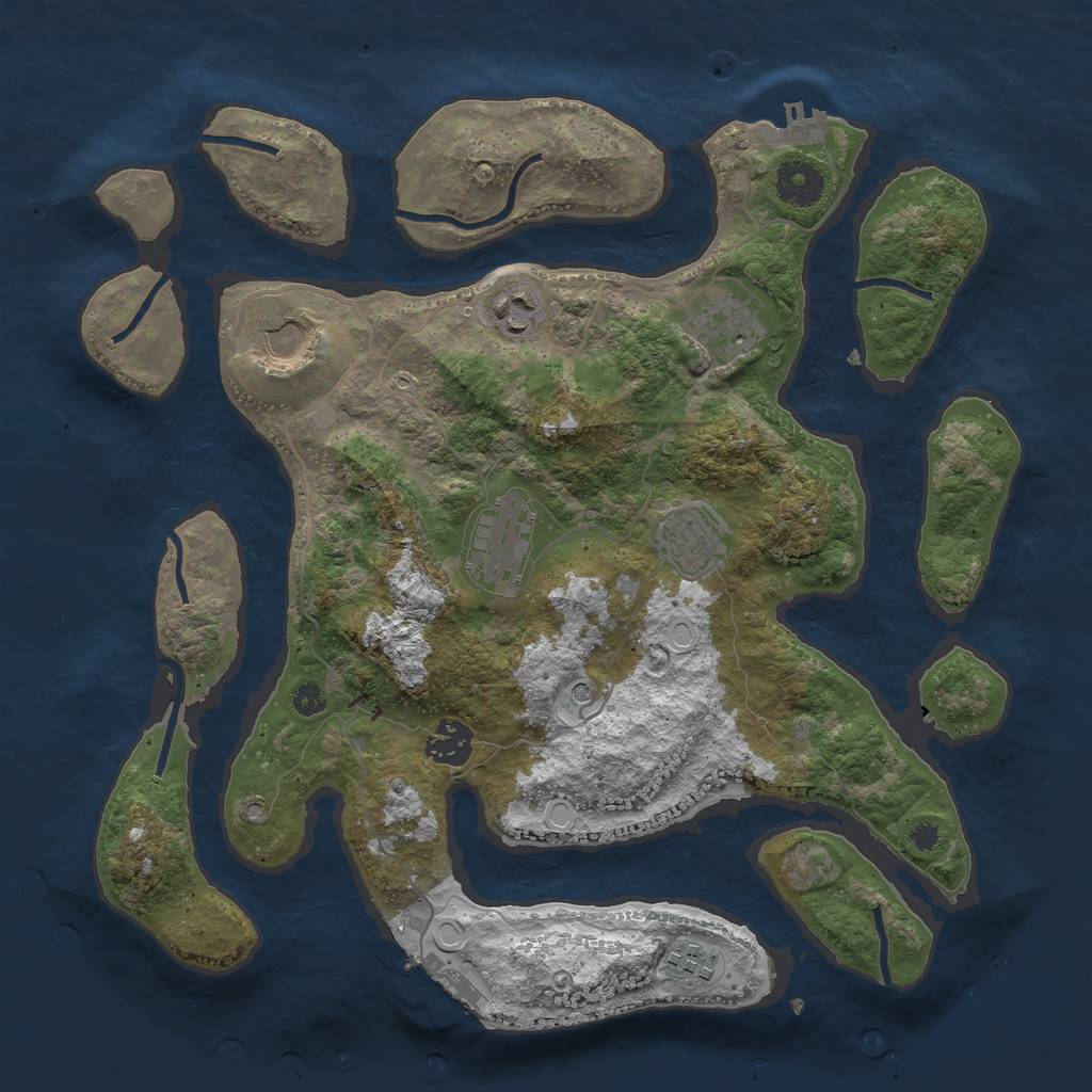Rust Map: Procedural Map, Size: 3500, Seed: 1424073735, 18 Monuments