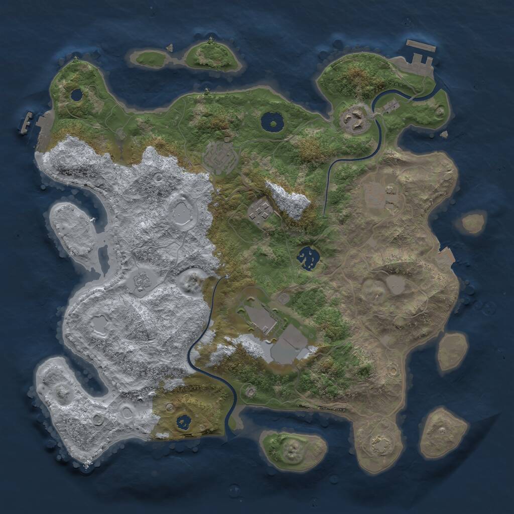 Rust Map: Procedural Map, Size: 3500, Seed: 3500160, 11 Monuments
