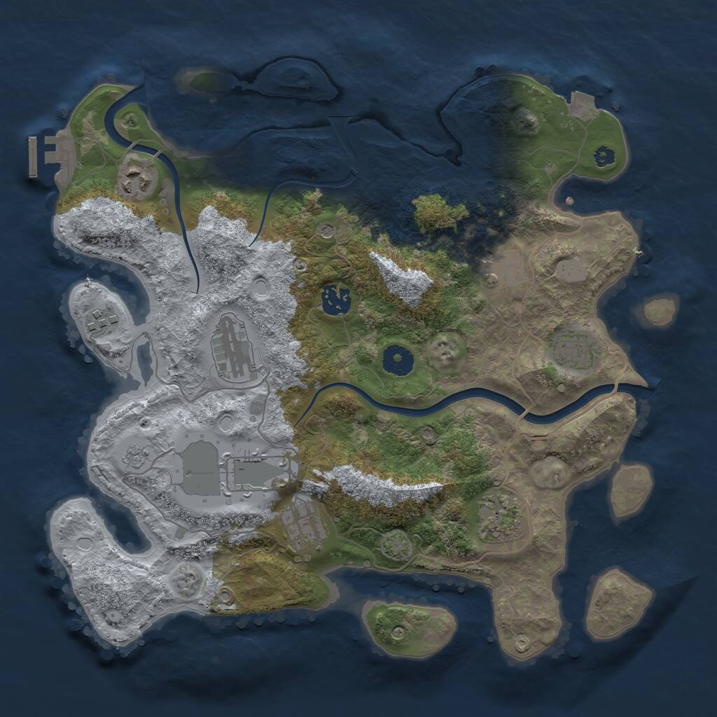 Rust Map: Procedural Map, Size: 3500, Seed: 3500160, 14 Monuments