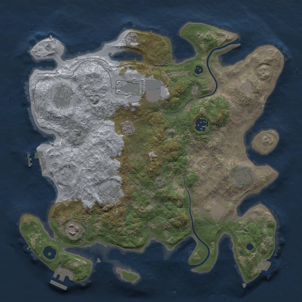 Rust Map: Procedural Map, Size: 3500, Seed: 1238442414, 14 Monuments