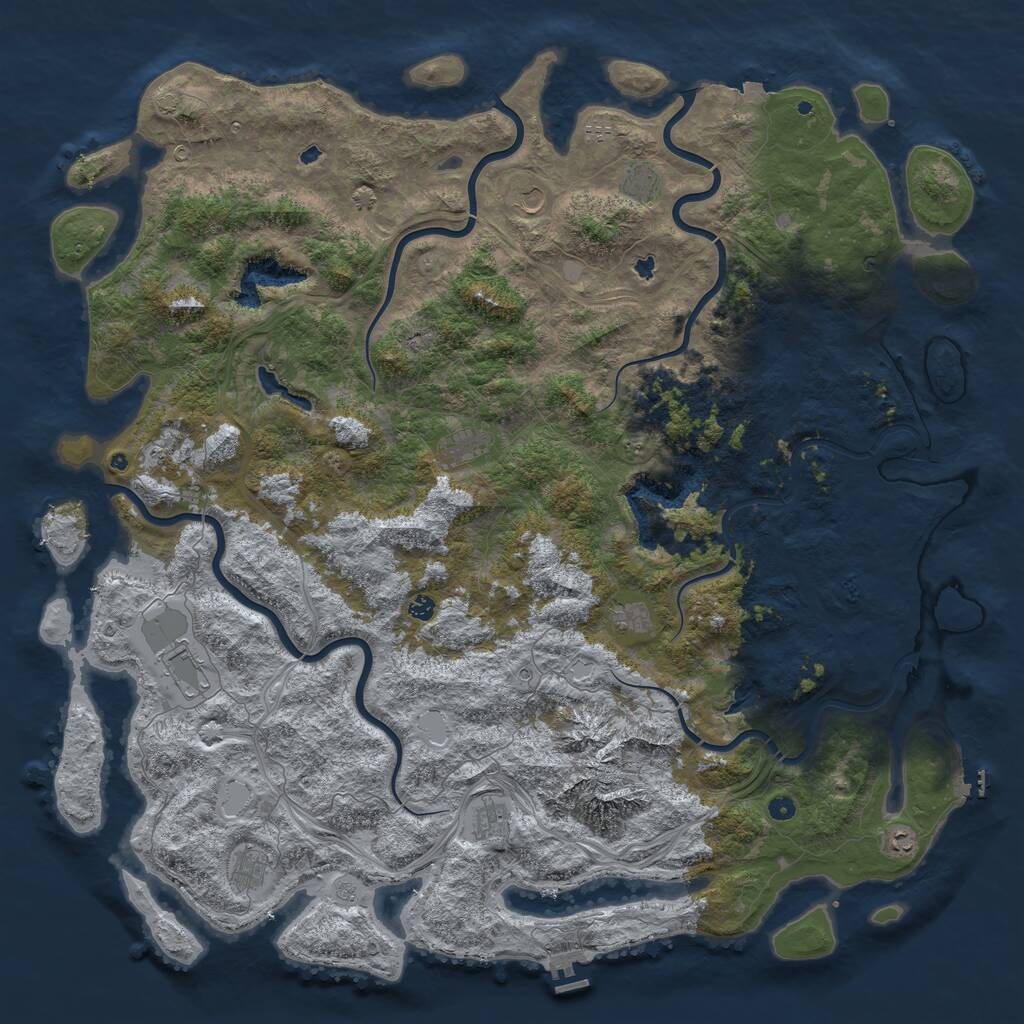 Rust Map: Procedural Map, Size: 6000, Seed: 86263952, 17 Monuments