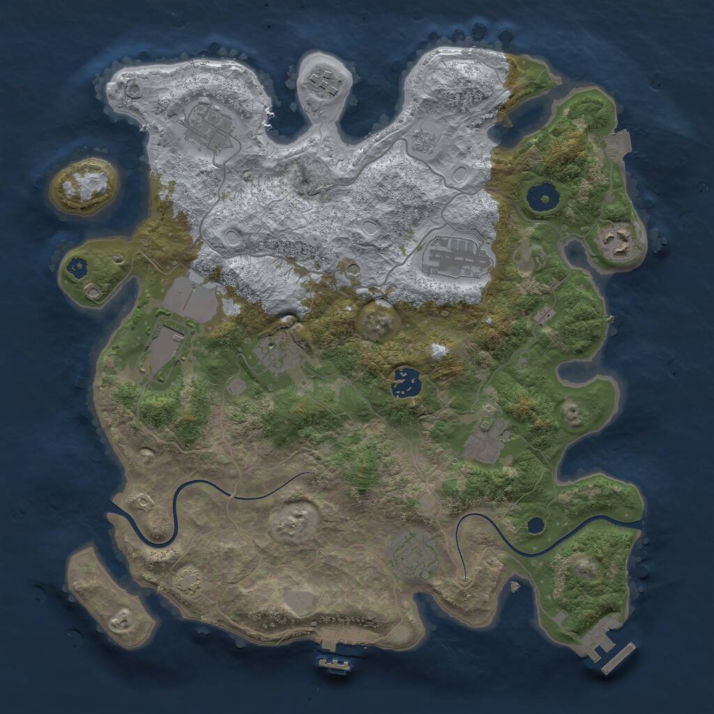 Rust Map: Procedural Map, Size: 3500, Seed: 678591635, 15 Monuments
