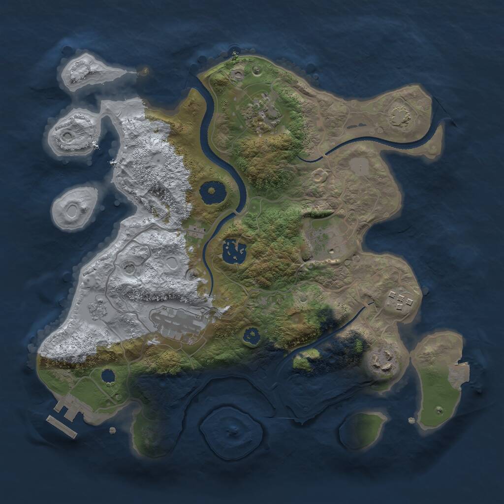 Rust Map: Procedural Map, Size: 3000, Seed: 45632465, 11 Monuments
