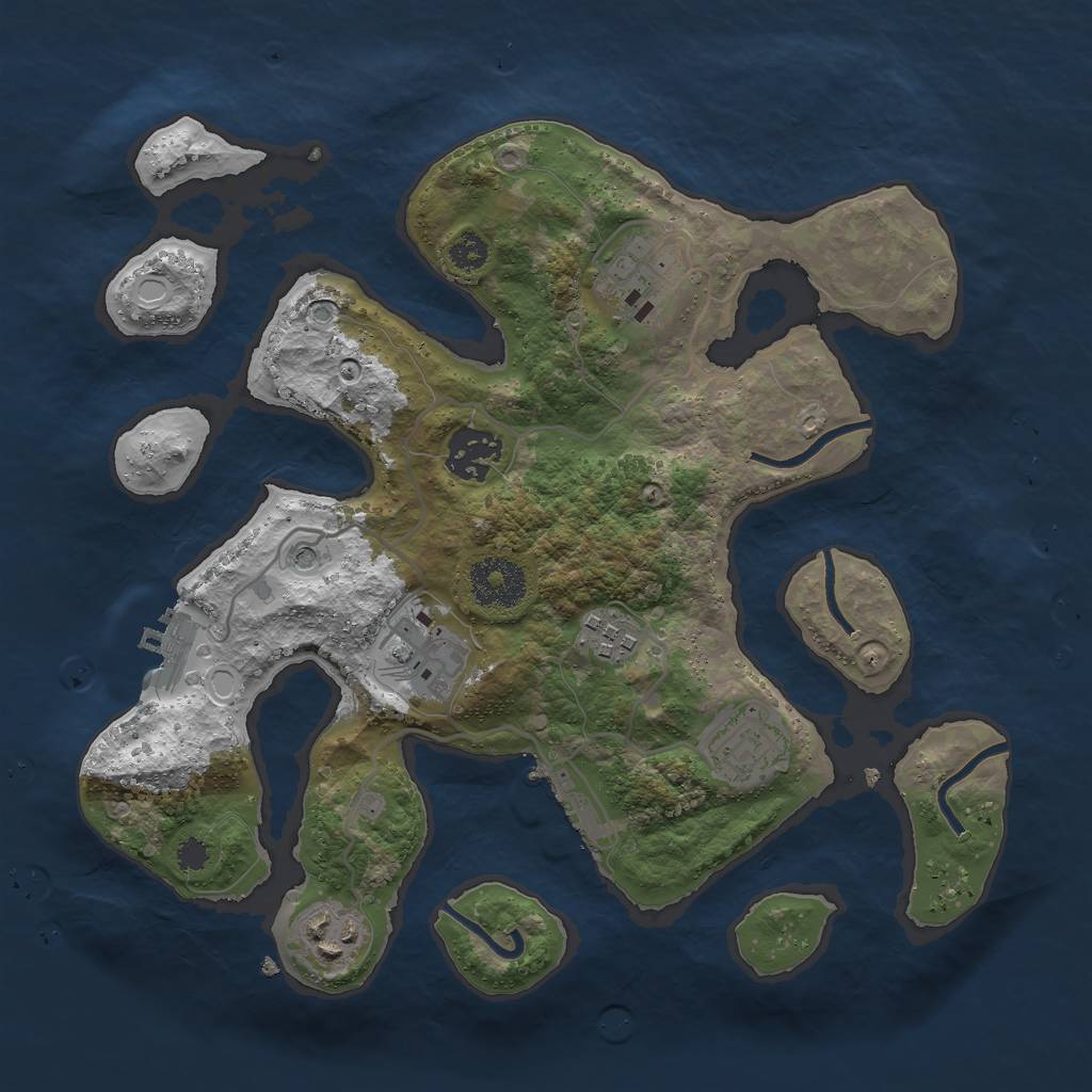 Rust Map: Procedural Map, Size: 3000, Seed: 45632465, 17 Monuments