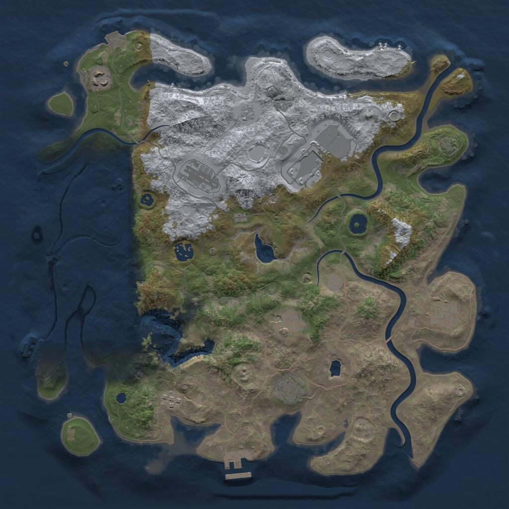 Rust Map: Procedural Map, Size: 4000, Seed: 916702, 14 Monuments