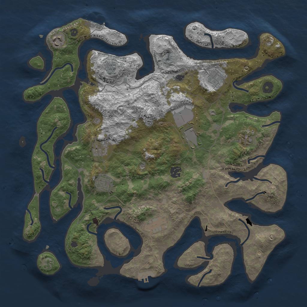 Rust Map: Procedural Map, Size: 4000, Seed: 916702, 20 Monuments