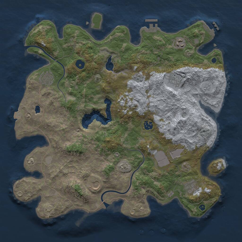 Rust Map: Procedural Map, Size: 4000, Seed: 420147610, 14 Monuments