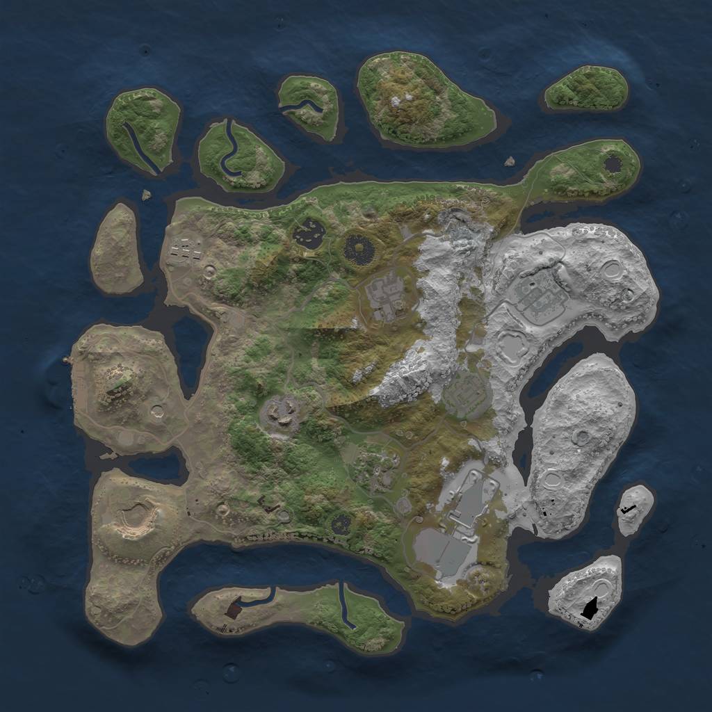 Rust Map: Procedural Map, Size: 3500, Seed: 4291197, 19 Monuments