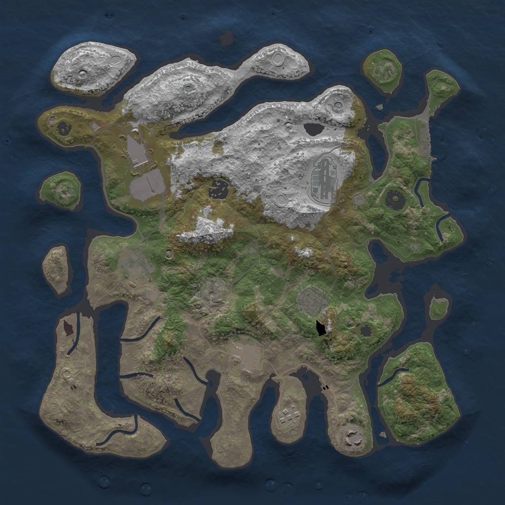 Rust Map: Procedural Map, Size: 3750, Seed: 9820218, 18 Monuments