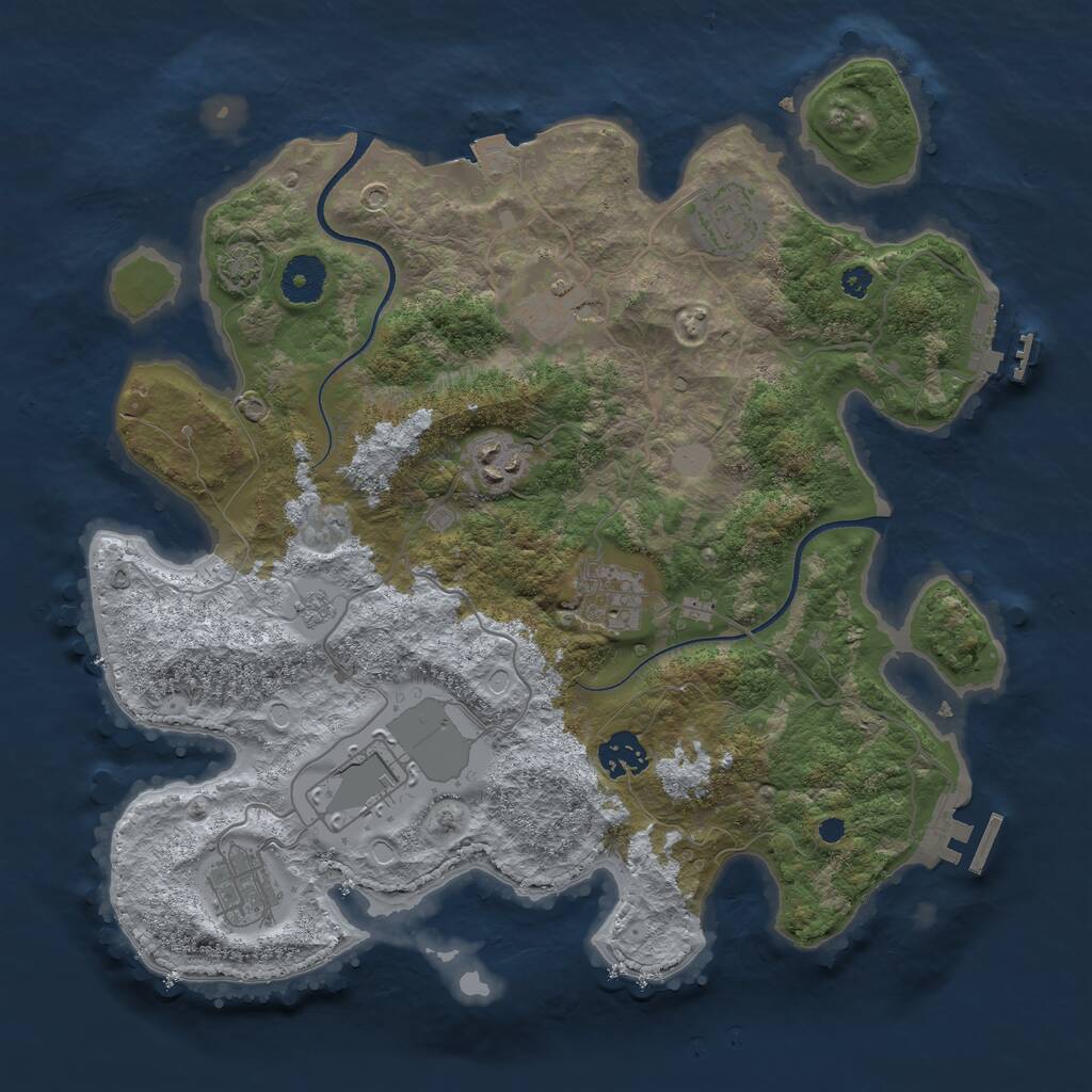 Rust Map: Procedural Map, Size: 3500, Seed: 17392, 12 Monuments