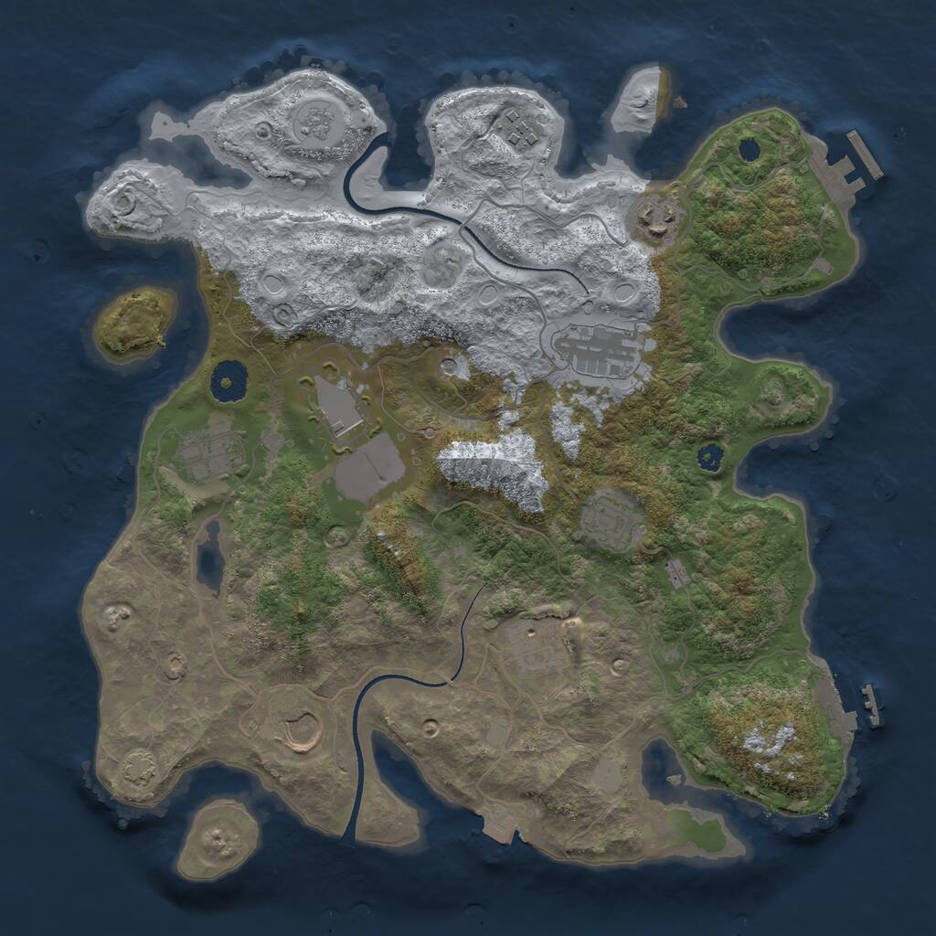 Rust Map: Procedural Map, Size: 3500, Seed: 28498, 14 Monuments