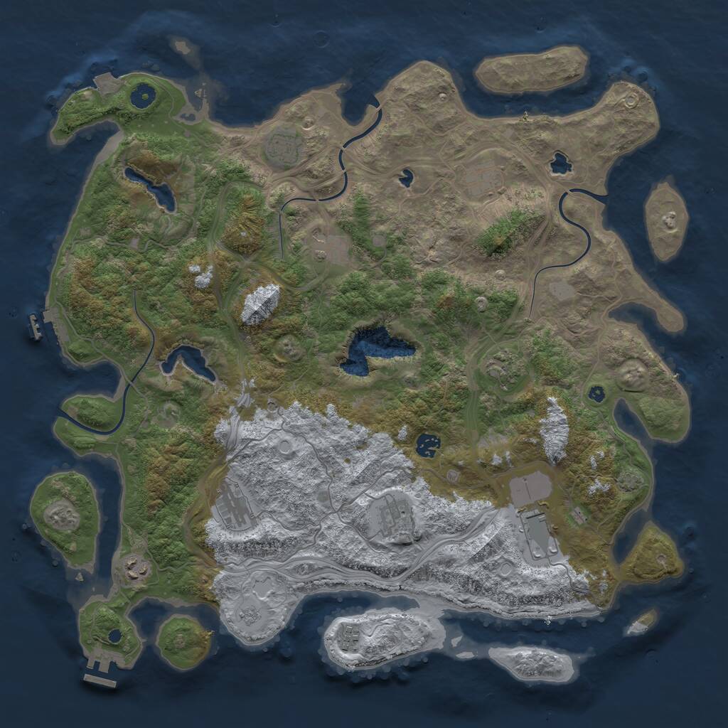 Rust Map: Procedural Map, Size: 4500, Seed: 1836116240, 16 Monuments