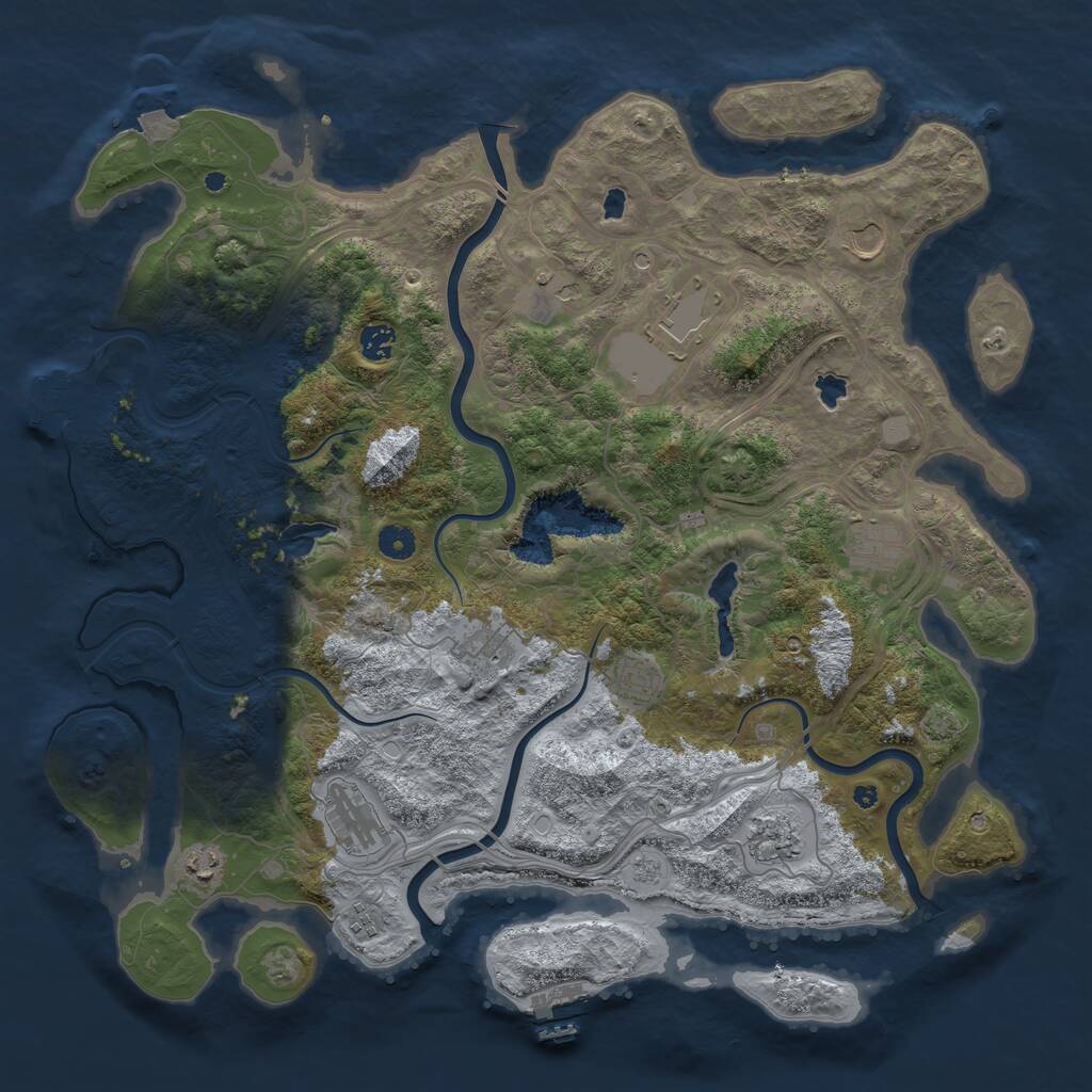 Rust Map: Procedural Map, Size: 4500, Seed: 1836116240, 17 Monuments