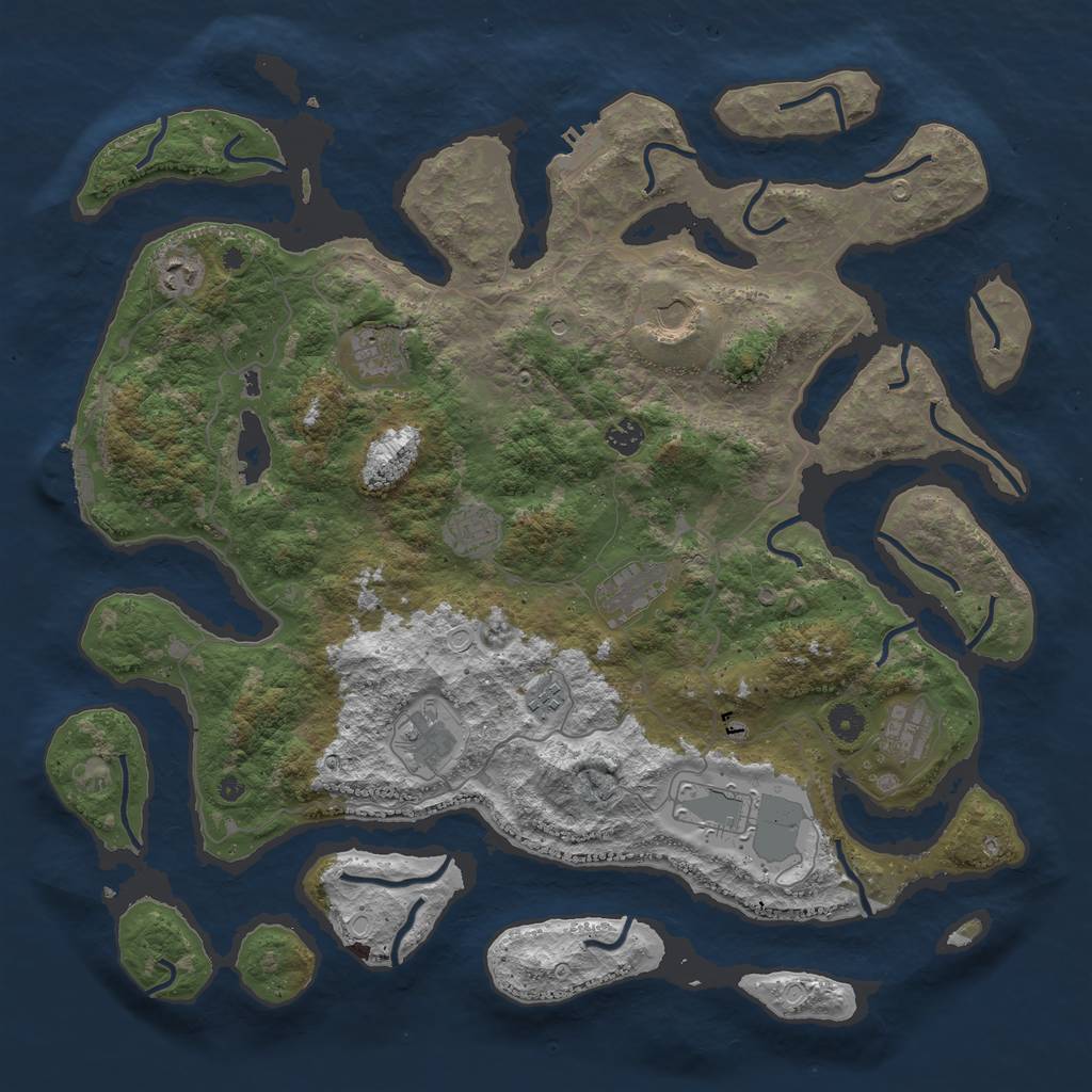 Rust Map: Procedural Map, Size: 4500, Seed: 1836116240, 21 Monuments