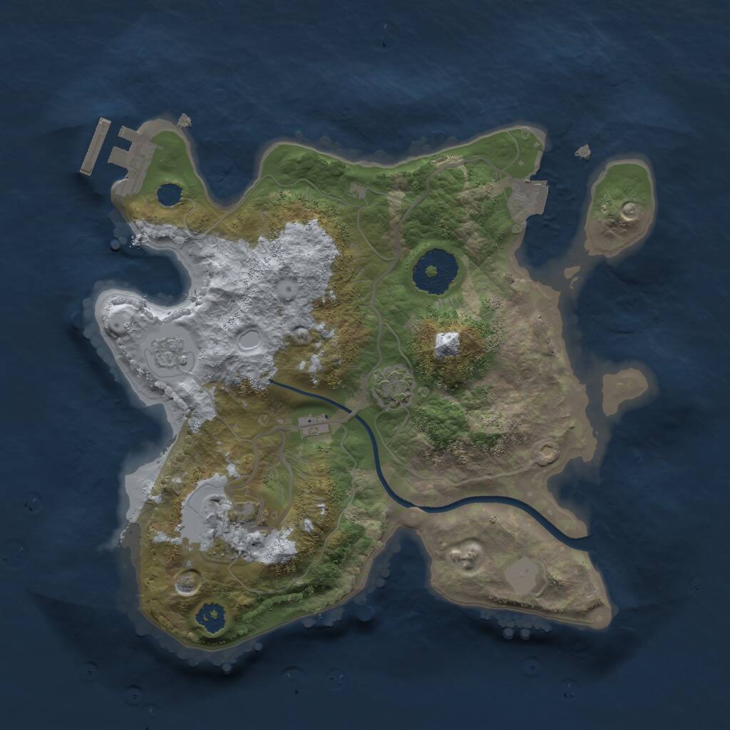 Rust Map: Procedural Map, Size: 2500, Seed: 164, 5 Monuments