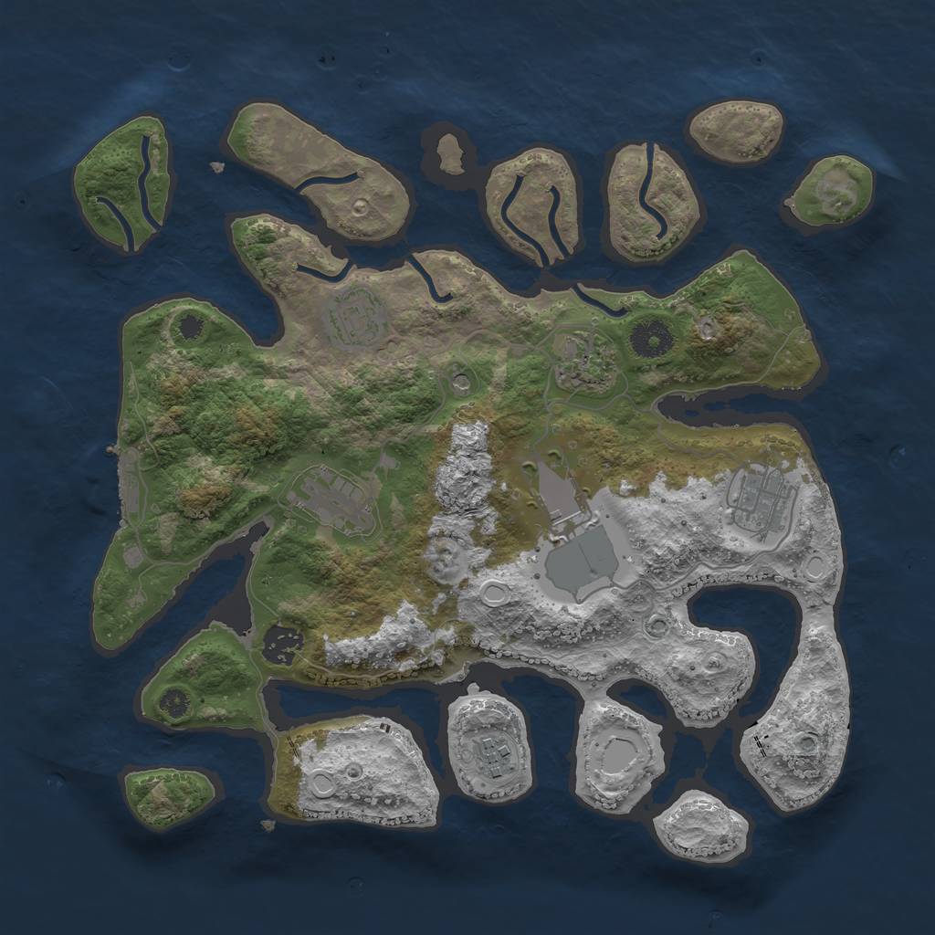 Rust Map: Procedural Map, Size: 3500, Seed: 18215, 17 Monuments