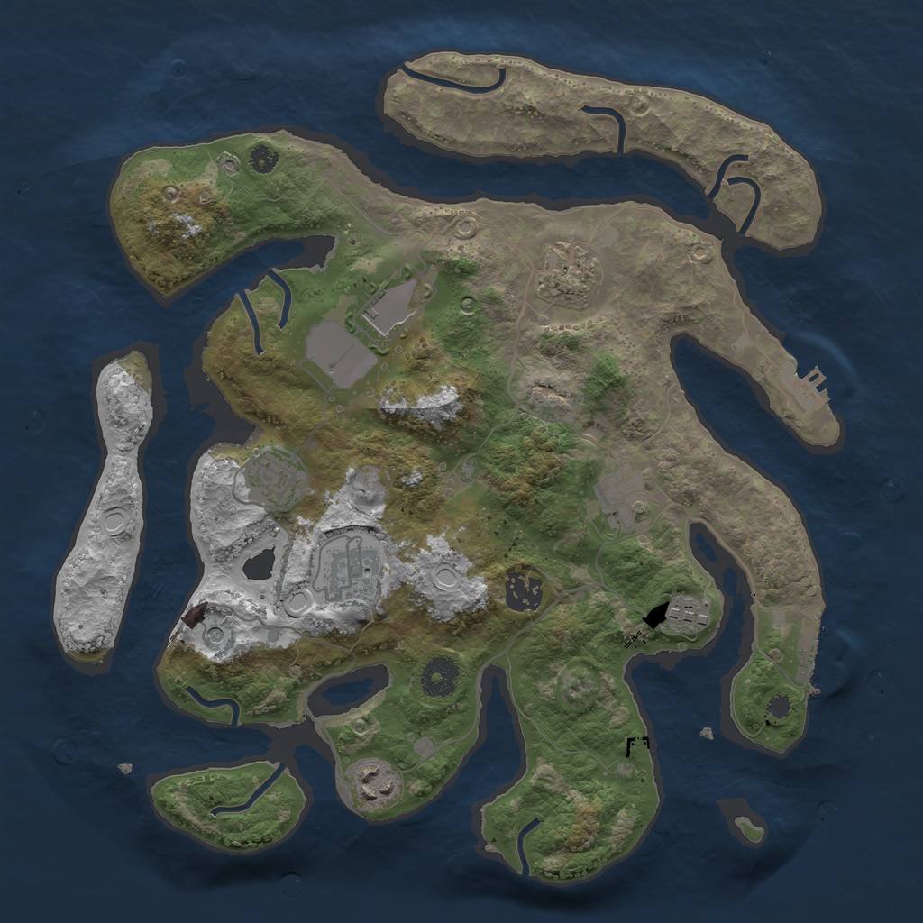 Rust Map: Procedural Map, Size: 3500, Seed: 4821, 19 Monuments