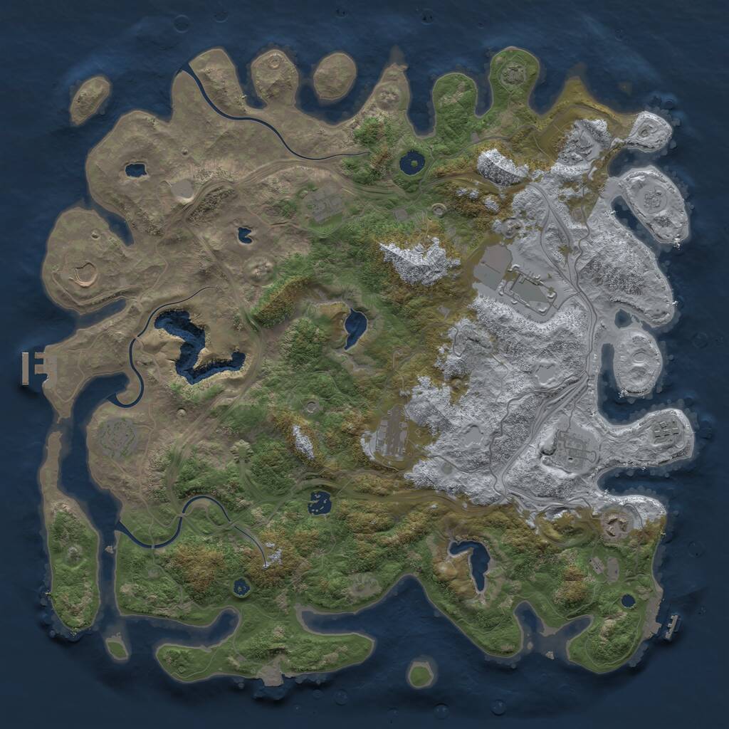 Rust Map: Procedural Map, Size: 4500, Seed: 5674654, 16 Monuments