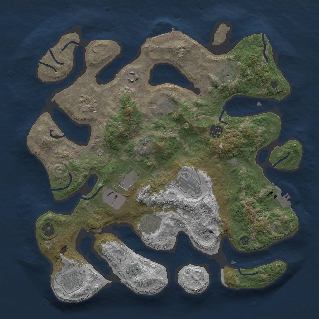 Rust Map: Procedural Map, Size: 3700, Seed: 44272100, 21 Monuments