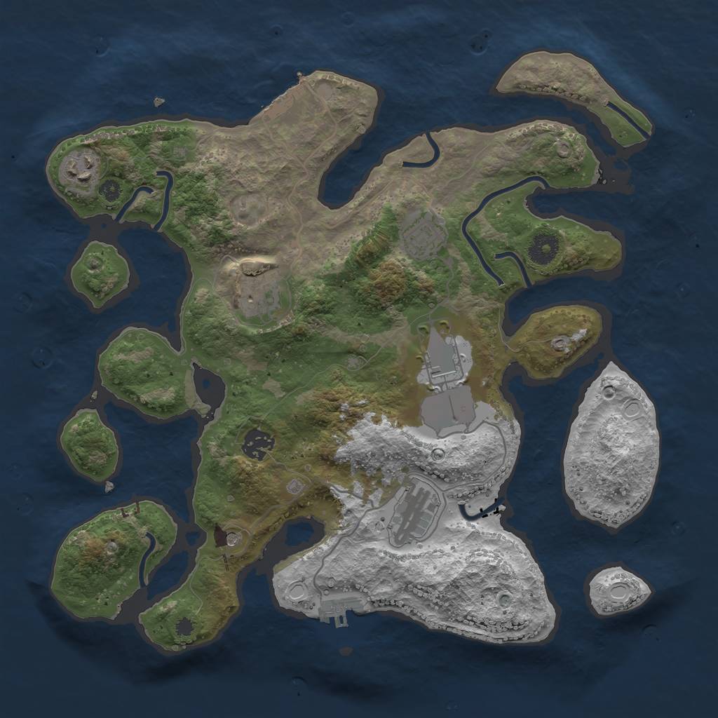 Rust Map: Procedural Map, Size: 3500, Seed: 492665, 17 Monuments