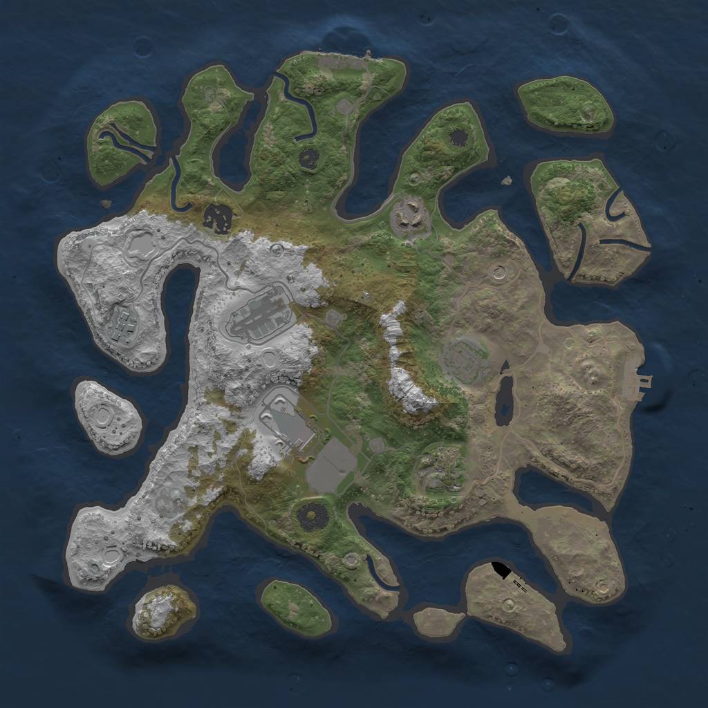 Rust Map: Procedural Map, Size: 3500, Seed: 533446633, 18 Monuments