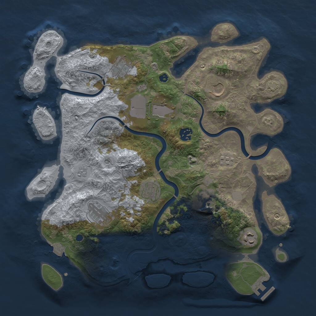 Rust Map: Procedural Map, Size: 3600, Seed: 18226925, 14 Monuments
