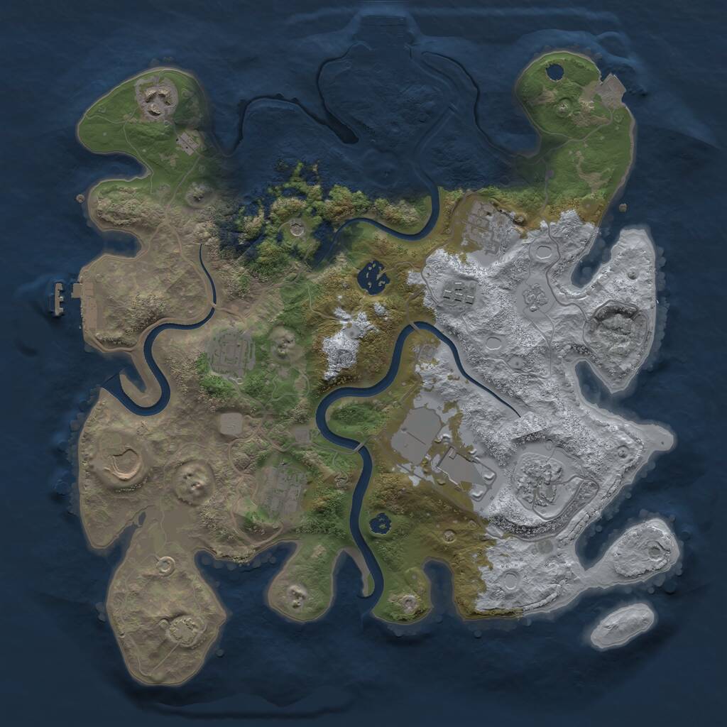 Rust Map: Procedural Map, Size: 3500, Seed: 4364574, 15 Monuments