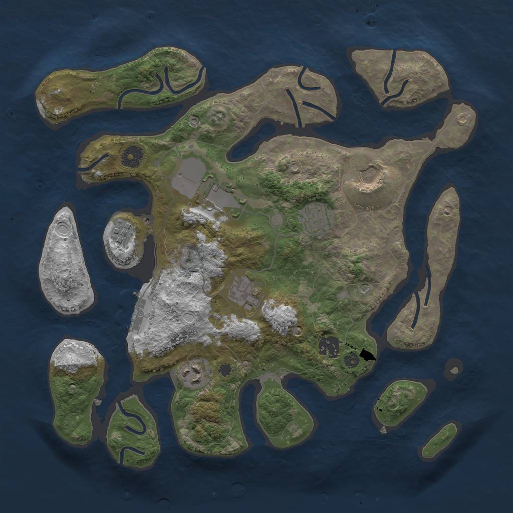 Rust Map: Procedural Map, Size: 3500, Seed: 40217, 17 Monuments
