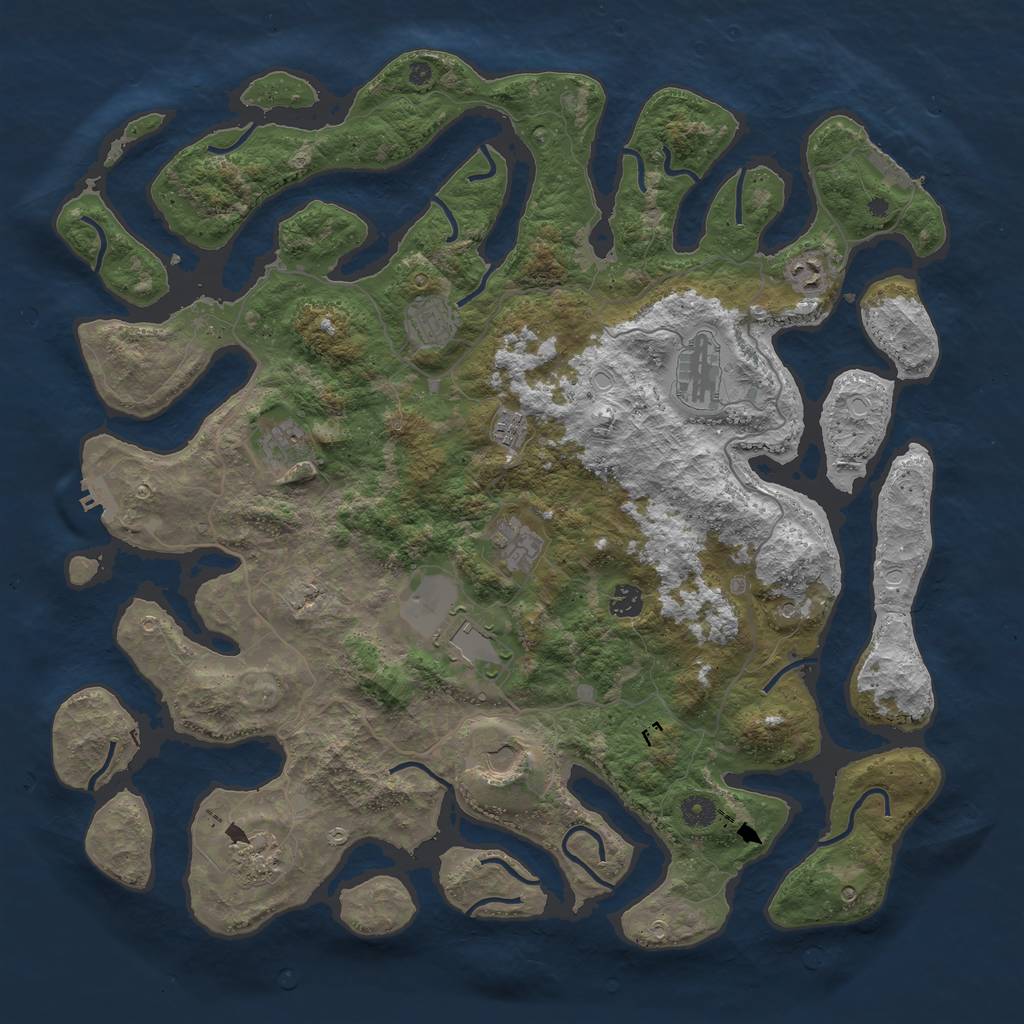 Rust Map: Procedural Map, Size: 4500, Seed: 812361569, 21 Monuments